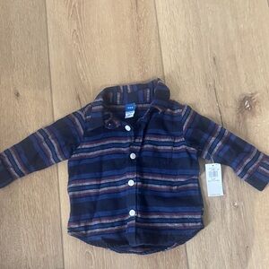 Old Navy Kids Navy Striped Button-Down Shirt